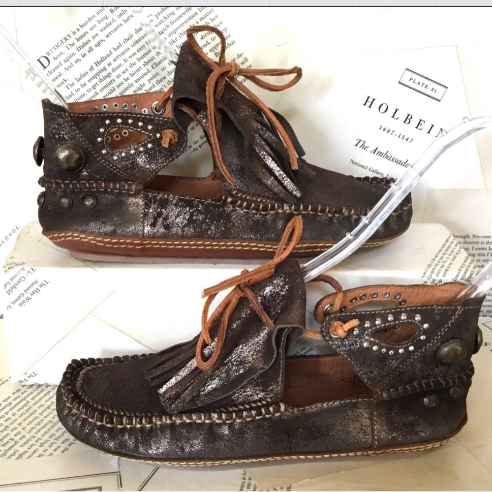 Free People Moccasin Brushed Metallic Studded36/6 - Picture 5 of 6